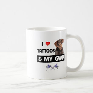 Caneca De Café Eu Adoro Tatuagens E Minha Ponta Wirehaired Alemã