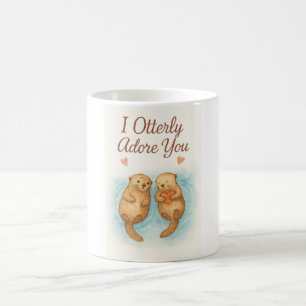 Caneca De Café Eu Adoro Totalmente Você – Fofa Pintura em Aquarel