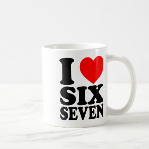 Caneca De Café Eu Amo 67 Meme Divertido Eu Adoro Seis Sete