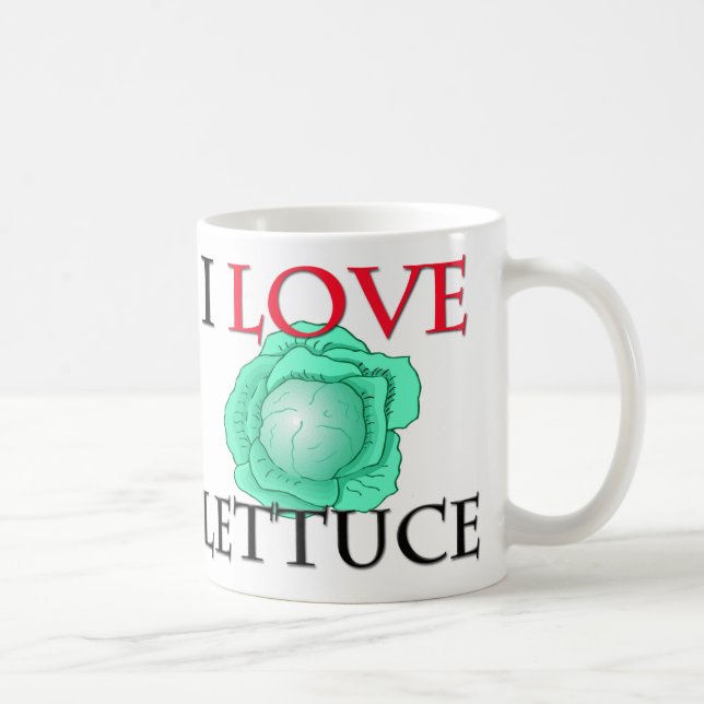 Caneca De Café Eu amo a alface (Direita)
