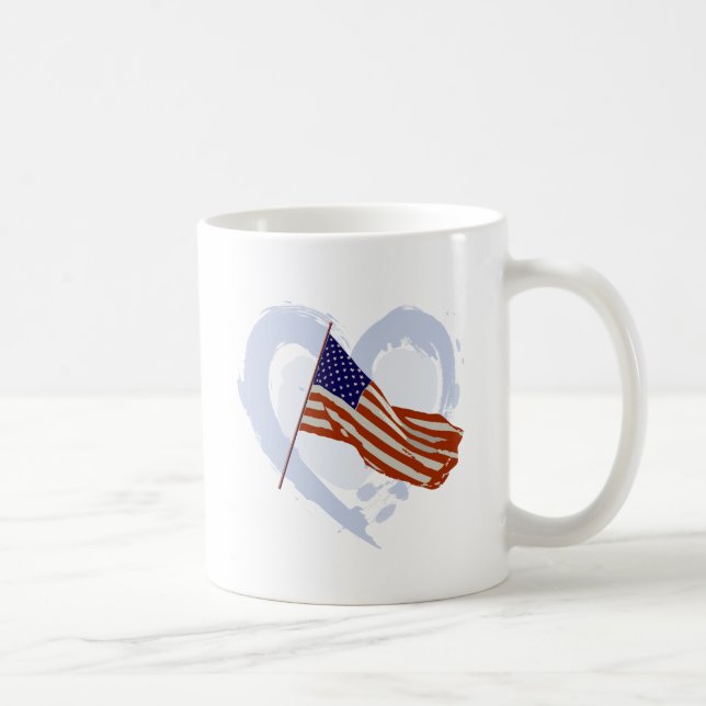 Caneca De Café Eu amo a América - bandeira americana (Direita)