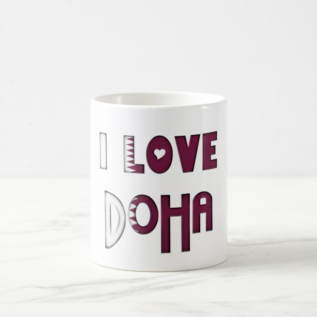 Caneca De Café Eu amo a bandeira de Doha da lembrança da (Centro)