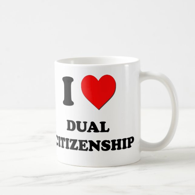 Caneca De Café Eu amo a cidadania dupla (Direita)