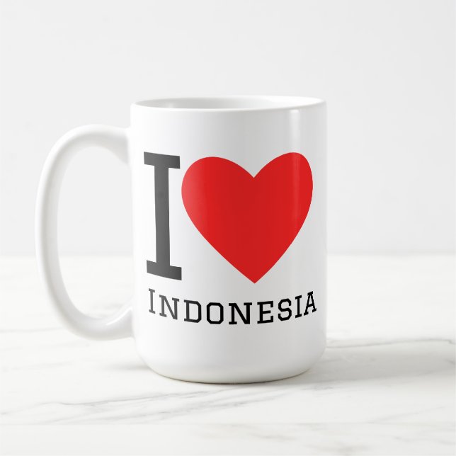 Caneca De Café Eu amo a Indonésia  (Esquerda)