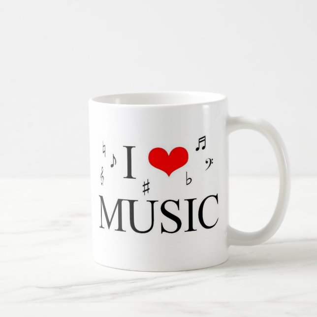 Caneca De Café Eu amo a música (Direita)