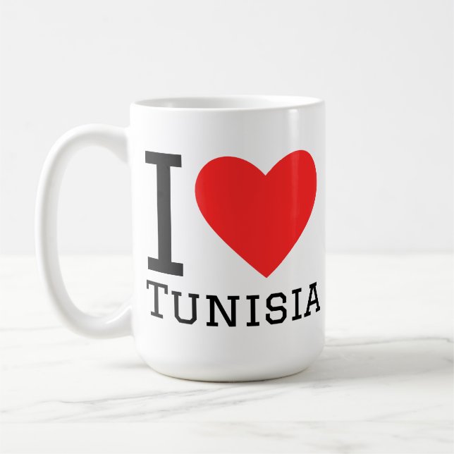 Caneca De Café Eu amo a Tunísia  (Esquerda)