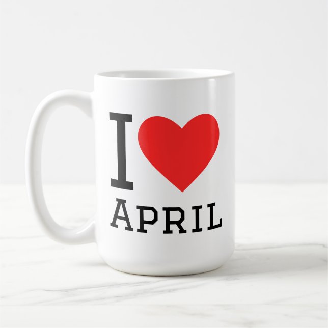 Caneca De Café Eu amo abril  (Esquerda)