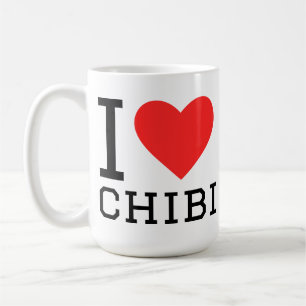 Caneca De Café Eu amo adesivo quadrado chibi