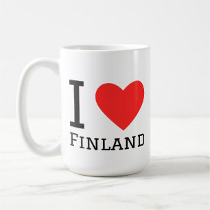 Caneca De Café Eu amo adesivo quadrado da Finlândia