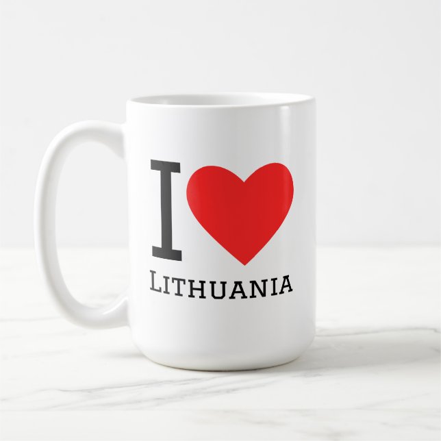 Caneca De Café Eu amo adesivo quadrado da Lituânia (Esquerda)