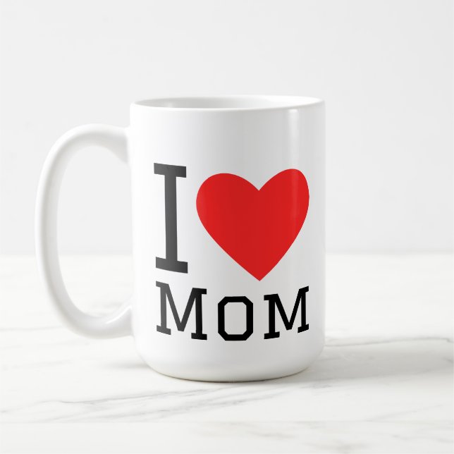Caneca De Café Eu amo adesivo quadrado da mamãe (Esquerda)