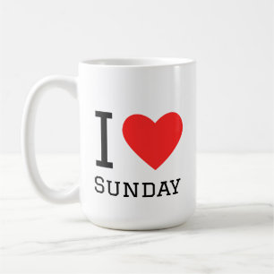 Caneca De Café Eu amo Adesivo Quadrado de Domingo