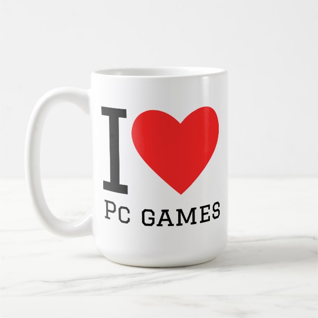 Caneca De Café Eu amo adesivo quadrado de jogos de pc (Esquerda)