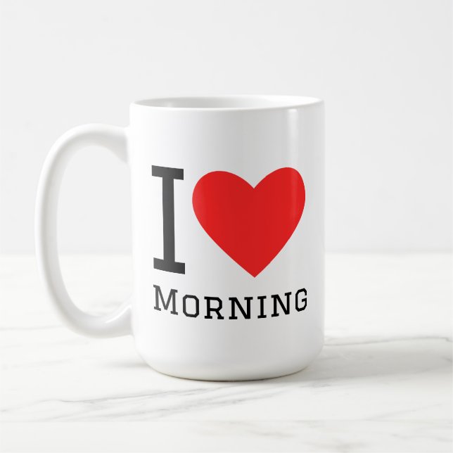 Caneca De Café Eu amo adesivo quadrado de manhã (Esquerda)