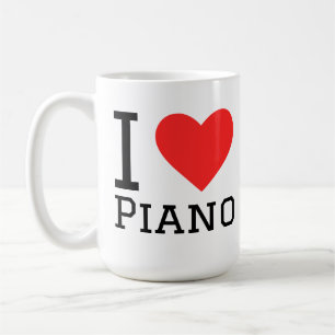 Caneca De Café Eu amo adesivo quadrado de piano