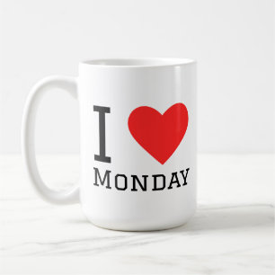 Caneca De Café Eu amo adesivo quadrado de segunda-feira