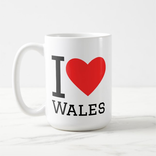 Caneca De Café Eu amo adesivo quadrado do País de Gales (Esquerda)