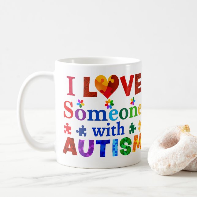Caneca De Café Eu amo alguém com AUTISM (Com Donut)