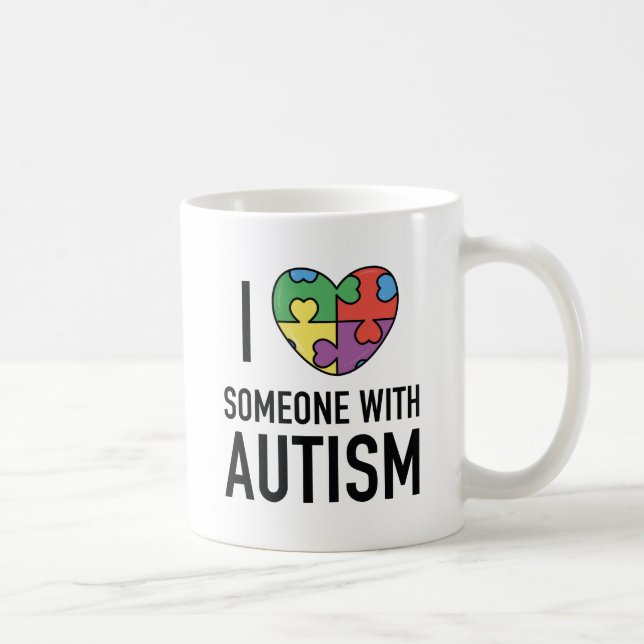 Caneca De Café Eu Amo Alguém Com Autismo (Direita)
