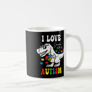 Caneca De Café Eu Amo Alguém Com Autismo Família Coração T Rex Di
