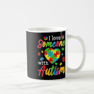 Caneca De Café Eu Amo Alguém Com Consciência do Autismo Coração H