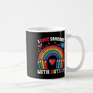 Caneca De Café Eu Amo Alguém Com Crayons de Conscientização do Au