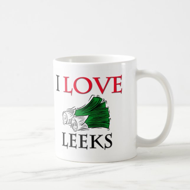 Caneca De Café Eu amo alho-porros (Direita)