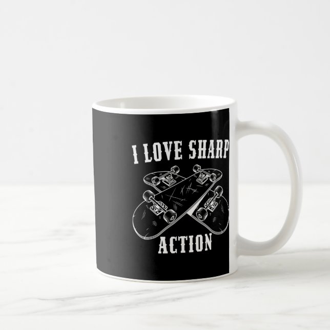 Caneca De Café Eu Amo Amantes De Skate De Ação Intensa Skating B (Direita)