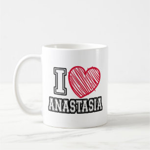 Caneca De Café Eu Amo Anastasia Primeiro Nome Eu Amo Anastasia Pe