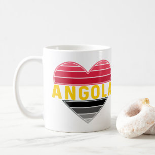 Caneca De Café Eu Amo Angola, Coração Angolano