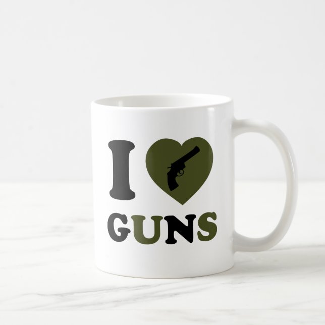 Caneca De Café Eu amo armas (Direita)