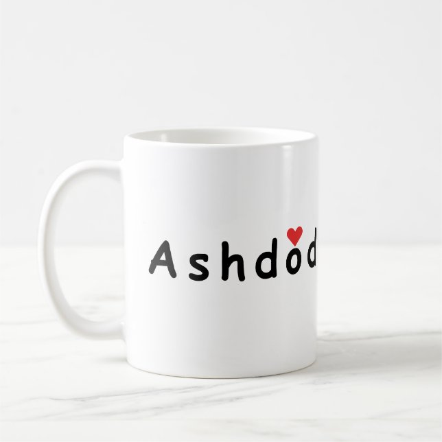 Caneca De Café Eu amo Ashdod Israel (Esquerda)