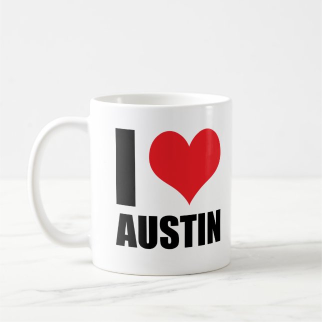 Caneca De Café Eu amo Austin (Esquerda)