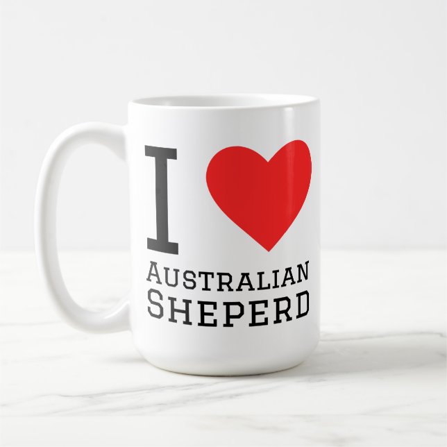 Caneca De Café Eu amo Australian shepherd  (Esquerda)