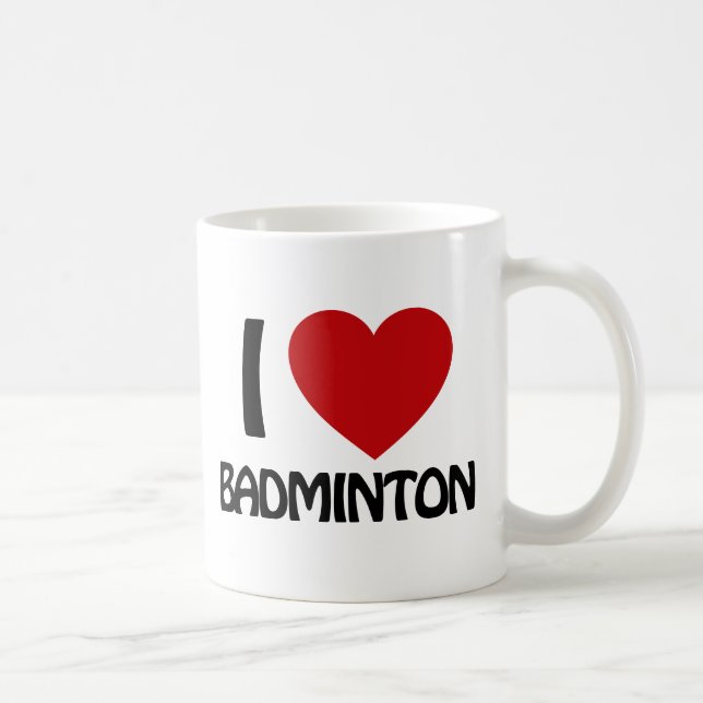 Caneca De Café Eu amo Badminton (Direita)