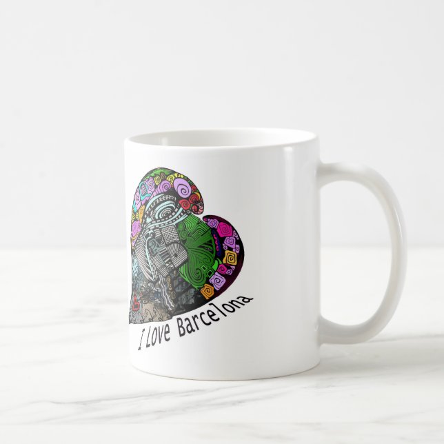 Caneca De Café Eu Amo Barcelona - A Cidade Flor (Direita)