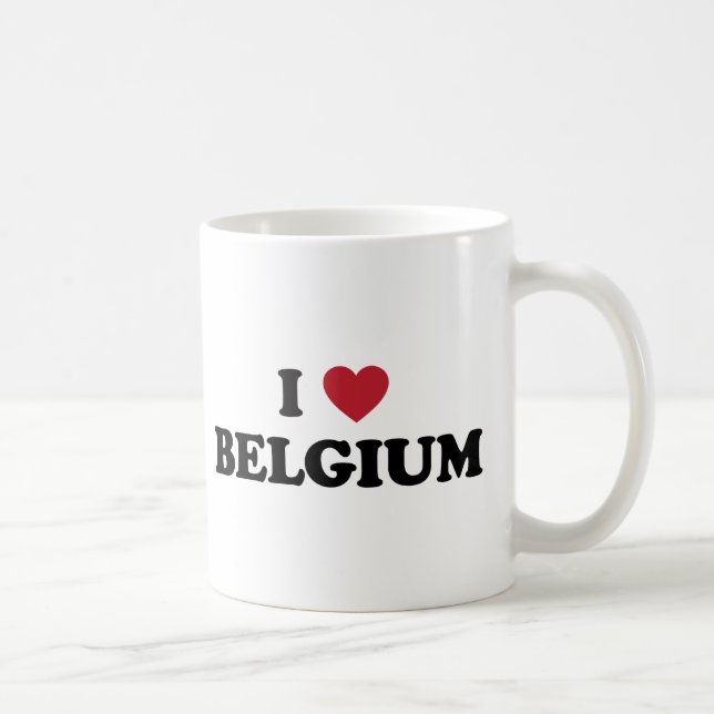 Caneca De Café Eu amo Bélgica (Direita)