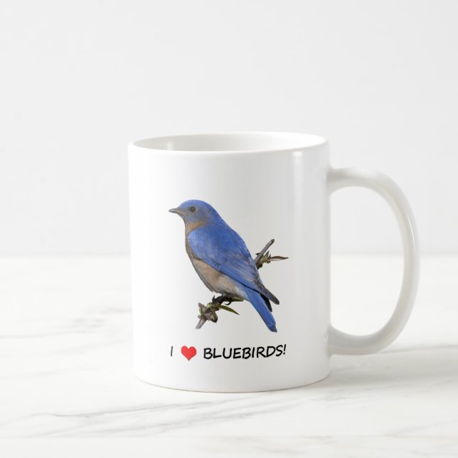 Caneca De Café Eu amo Bluebirds (do coração) (Direita)