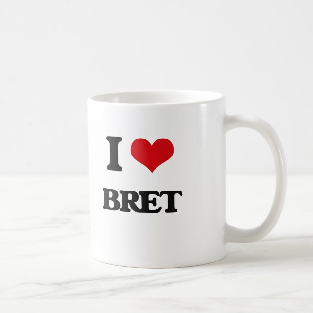 Caneca De Café Eu amo Bret (Direita)