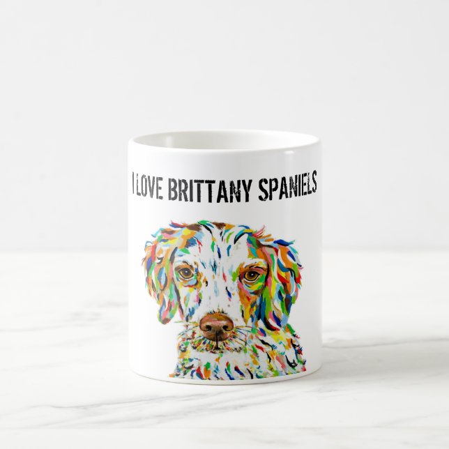 Caneca De Café Eu Amo Brittany Spaniels Mug (Centro)