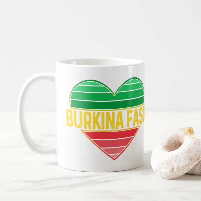 Caneca De Café Eu Amo Burkina Faso, Heart Burkinabè (Com Donut)