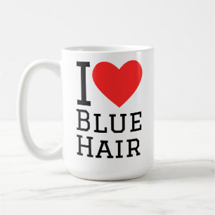 Caneca De Café Eu amo cabelo azul
