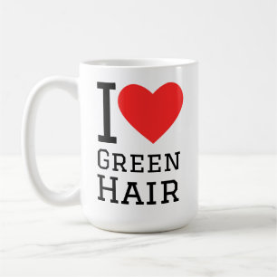 Caneca De Café Eu amo cabelo verde