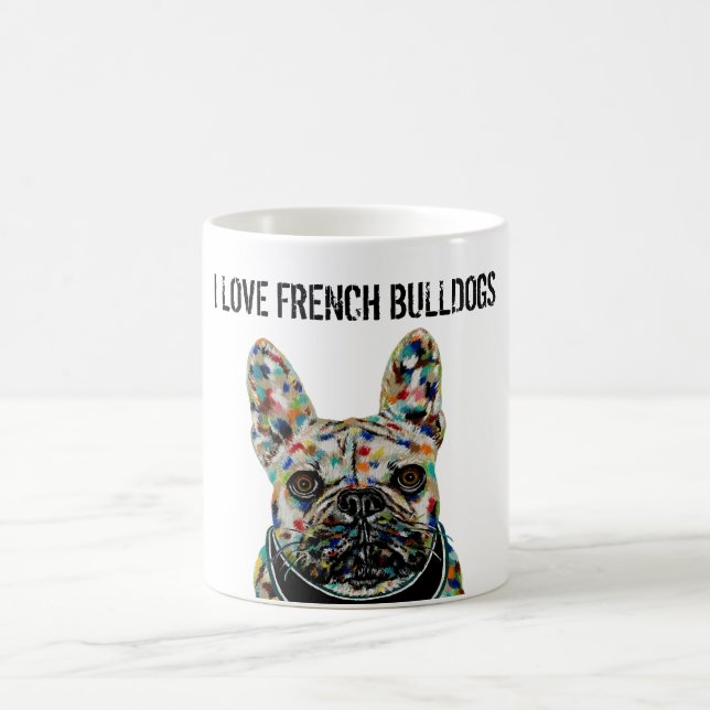 Caneca De Café Eu Amo Cachorros Franceses (Centro)