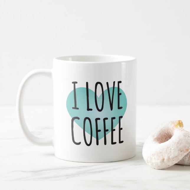 Caneca De Café Eu Amo Café (11 oz) Café Mug (Com Donut)