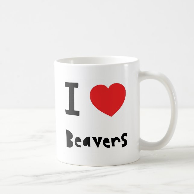 Caneca De Café Eu amo castores (Direita)