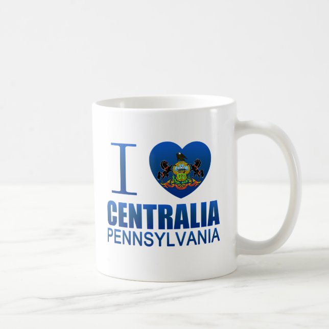 Caneca De Café Eu amo Centralia, PA (Direita)