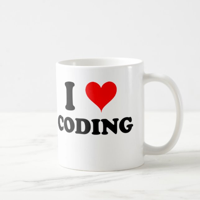 Caneca De Café Eu amo codificar (Direita)