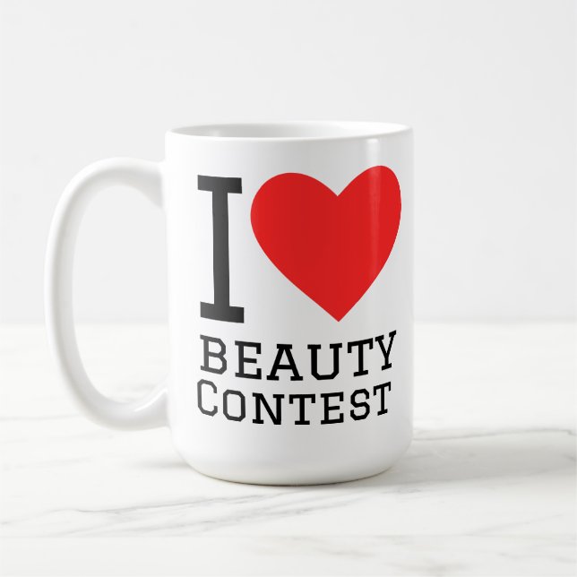 Caneca De Café Eu amo concurso de beleza  (Esquerda)