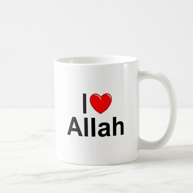 Caneca De Café Eu amo (coração) Allah (Direita)